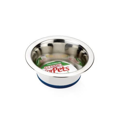 Pet Dog Cat Bowl Dish Non-Slip Stainless Steel Food Water 400ml | Classic