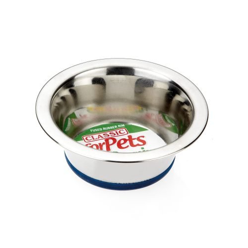 Pet Dog Cat Bowl Dish Non-Slip Stainless Steel Food Water 900ml | Classic