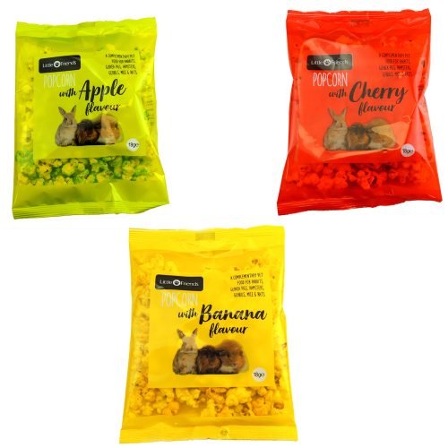 Pet Rabbit Guinea Pig Gerbil Rat Mice Popcorn Treat Assorted - Banana/Cherry/Apple (Pack of 3) | Little Friends