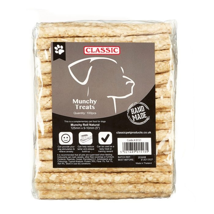 Pack of 100 Munchy Rolls Natural - 125mm - Little Pet Warehouse