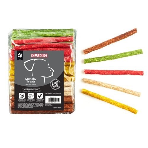 Dog Munchy Rolls Assorted Treat Chew Pack of 100 - 125mm | Classic