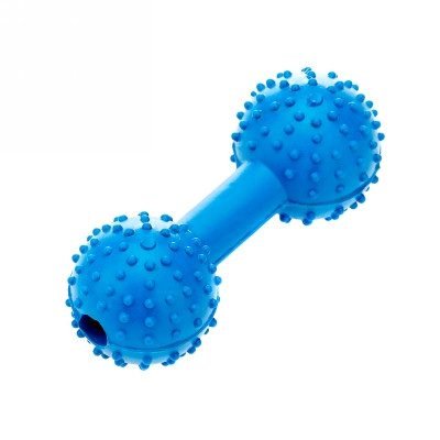 Dog Puppy Toy Pimple Rubber Dumbbell with Bell - Blue | CLASSIC