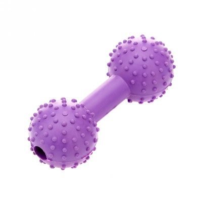Dog Puppy Toy Pimple Rubber Dumbbell with Bell - Purple | CLASSIC