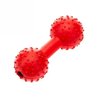 Dog Puppy Toy Pimple Rubber Dumbbell with Bell - Red | CLASSIC