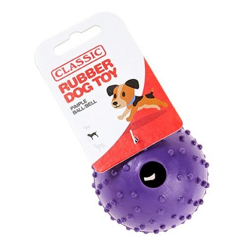 Dog Toy Rubber Pimple Ball with Bell - Purple | CLASSIC