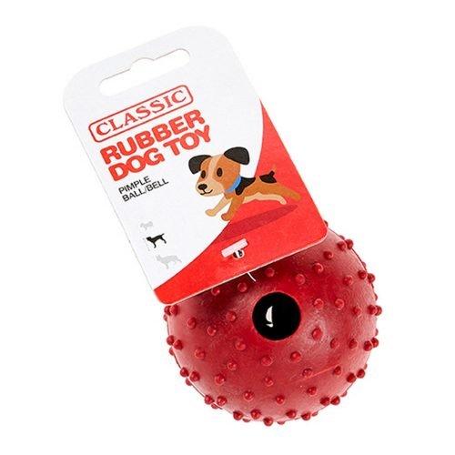 Dog Toy Rubber Pimple Ball with Bell - Red | CLASSIC