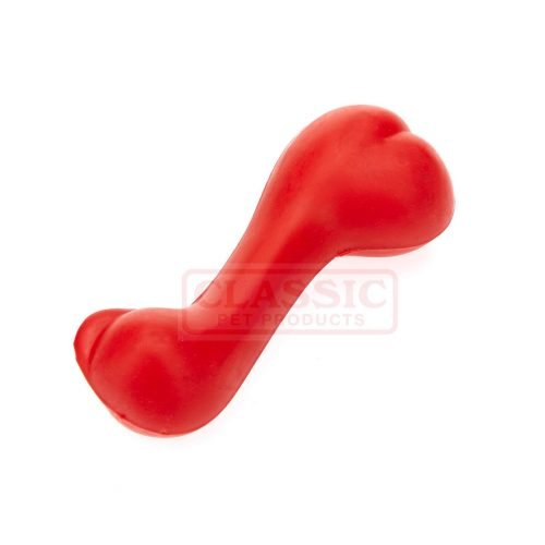 Dog Toy Solid Rubber Bone Small - Red | CLASSIC