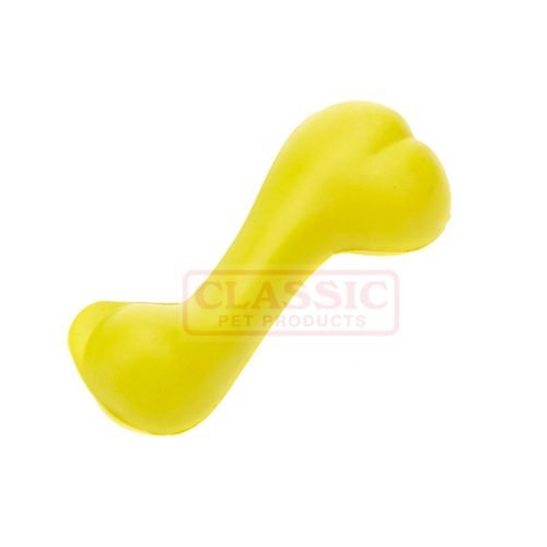 Dog Toy Solid Rubber Bone Small - Yellow | CLASSIC