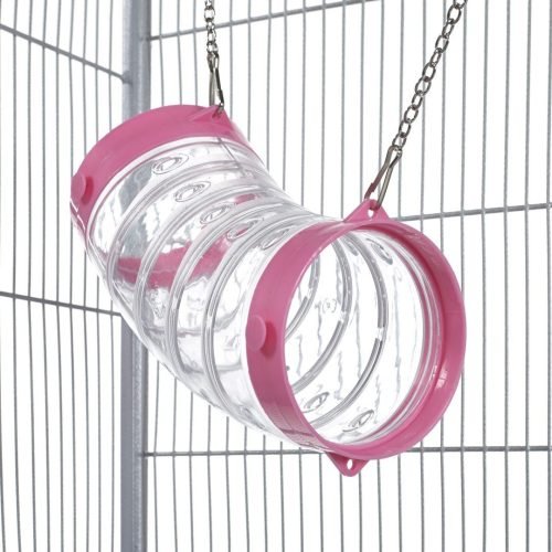 Pet Ferret Clear Curved Play Tube with Chains - Pink End | Little Friends
