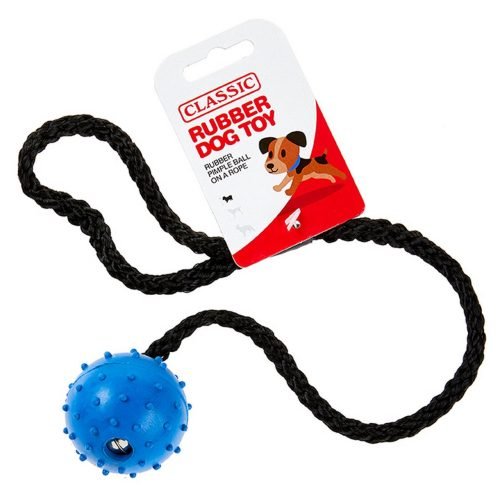Dog Toy Rubber Rope Pimple Ball Small - Blue | Classic