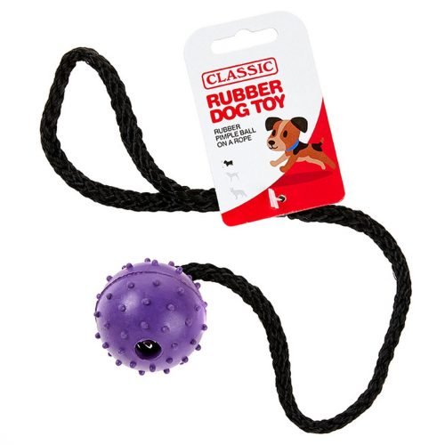 Dog Toy Rubber Rope Pimple Ball Small - Purple | Classic