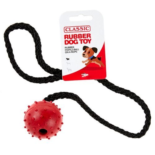Dog Toy Rubber Rope Pimple Ball Small - Red | Classic