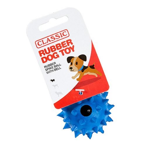 Dog Toy Rubber Spike Ball With Bell Small - Blue | Classic