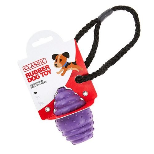 Dog Toy Rubber Rope Oval Ball Small - Purple | Classic