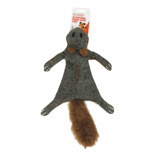 Dog Toy Plush Stuffing-Free Squeaky Crinkle - Squirrel | Classic
