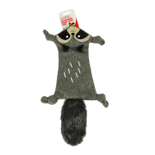 Dog Toy Plush Stuffing-Free Squeaky Crinkle - Raccoon | Classic