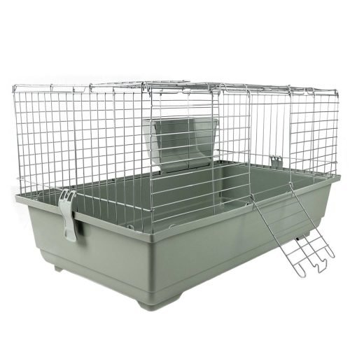 Rabbit & Guinea Pig Cage 80cm - Silver/Beige with Hayrack | Little Friends