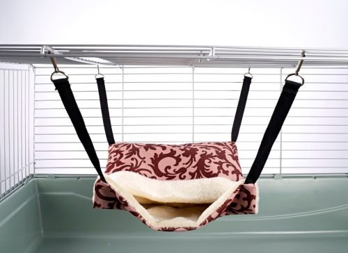 Pet Rat Ferret Chinchilla Fluffy Lined Hammock with Pouch - Damask | Little Friends