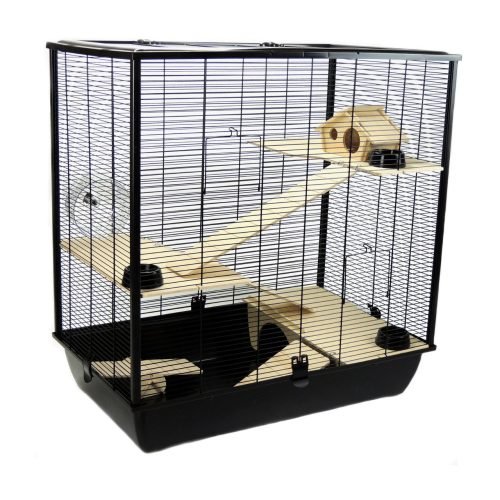 Hamster & Rat Cage 78cm – Plaza Tall Multi-Level Black | Little Friends