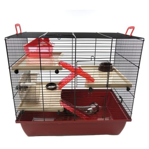 Hamster Cage Grand 50x45x33cm - Maroon with Accessories | Little Friends