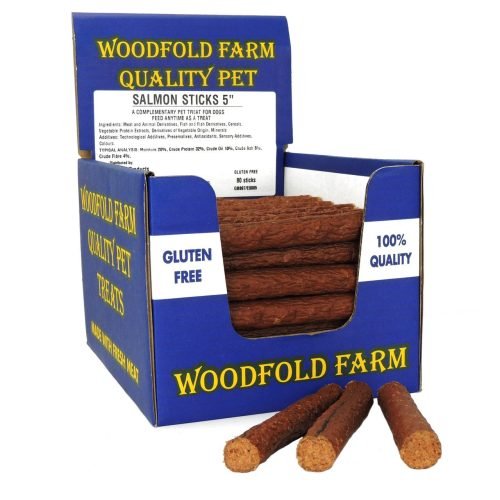 Dog Treat Sticks Salmon 5" (12.5cm) - Box of 80 | Woodfold Farm