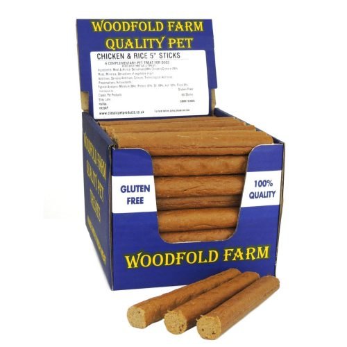 Dog Treat Sticks Chicken & Rice 5" (12.5cm) - Box of 80 | Woodfold Farm