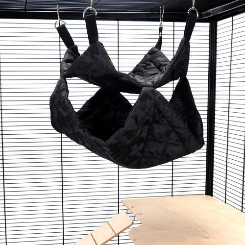 Pet Rat Ferret Chinchilla Double Layer Bunkbed - Quilted Black | Little Friends