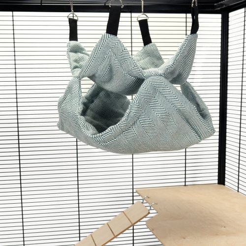 Pet Rat Ferret Chinchilla Double Layer Bunkbed - Green Herringbone | Little Friends