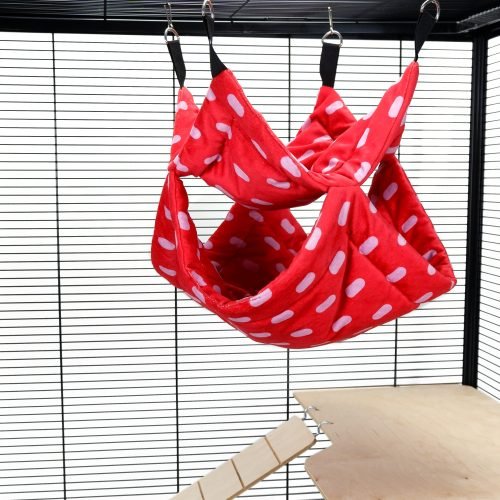 Pet Rat Ferret Chinchilla Double Layer Bunkbed - Red Dots | Little Friends