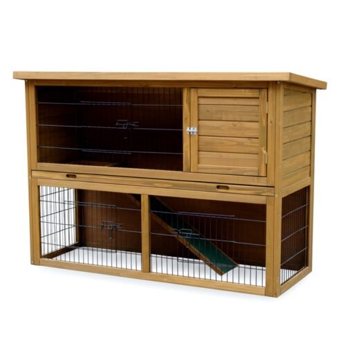 Pent Hutch with 2 Tiers - Large | Rabbit Guinea Pig Outdoor Home