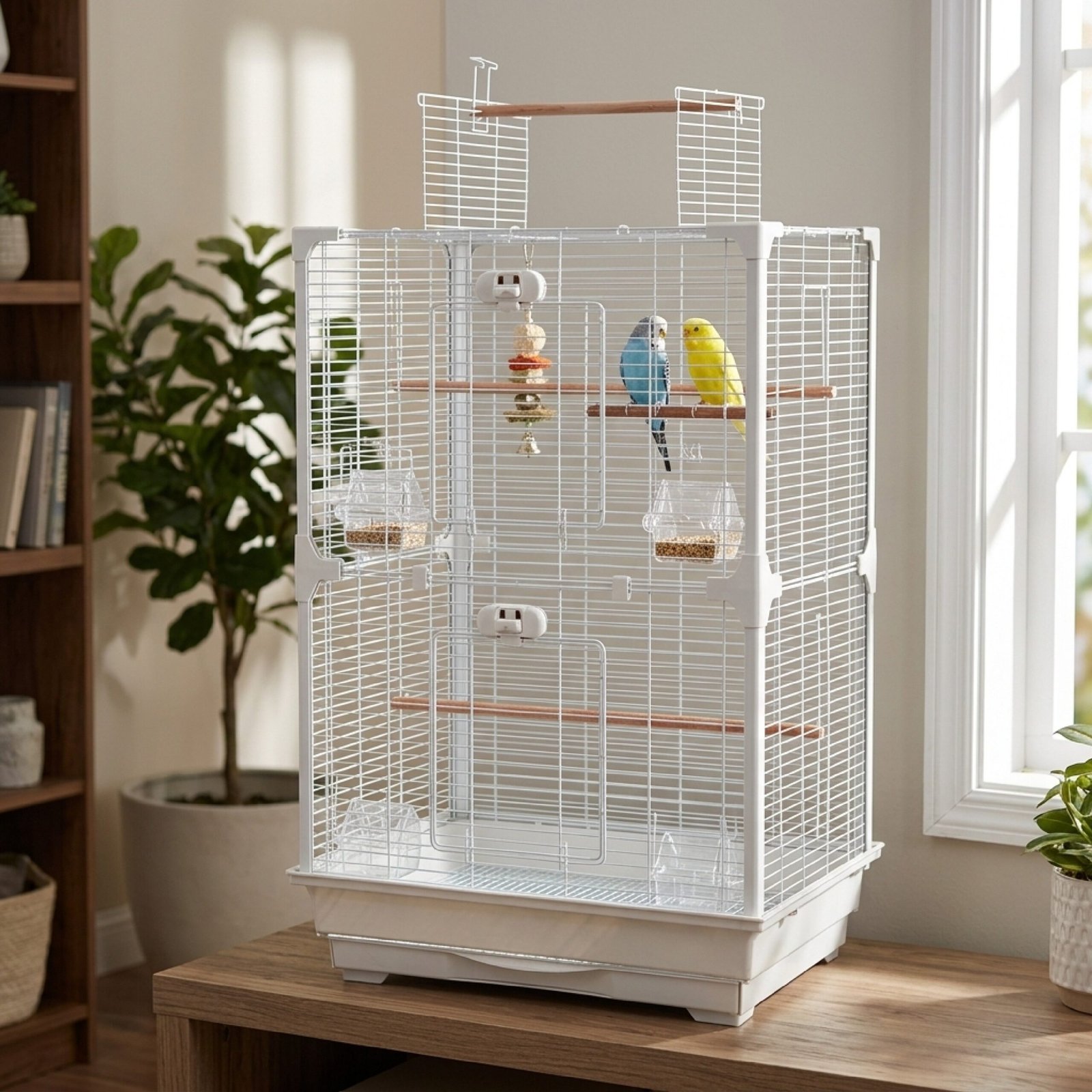High Perch Tall Top-Opening Bird Cage with Twin Perches | Little Friends - Image 5