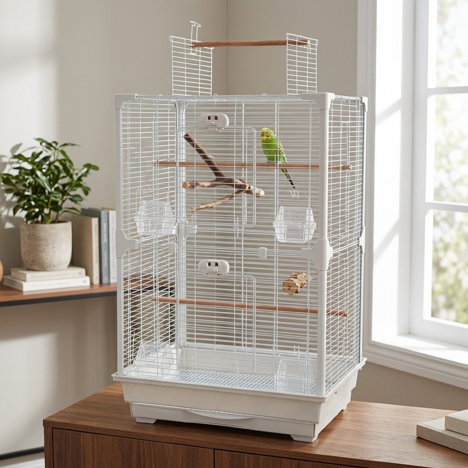 High Perch Tall Top-Opening Bird Cage with Twin Perches | Little Friends - Image 2