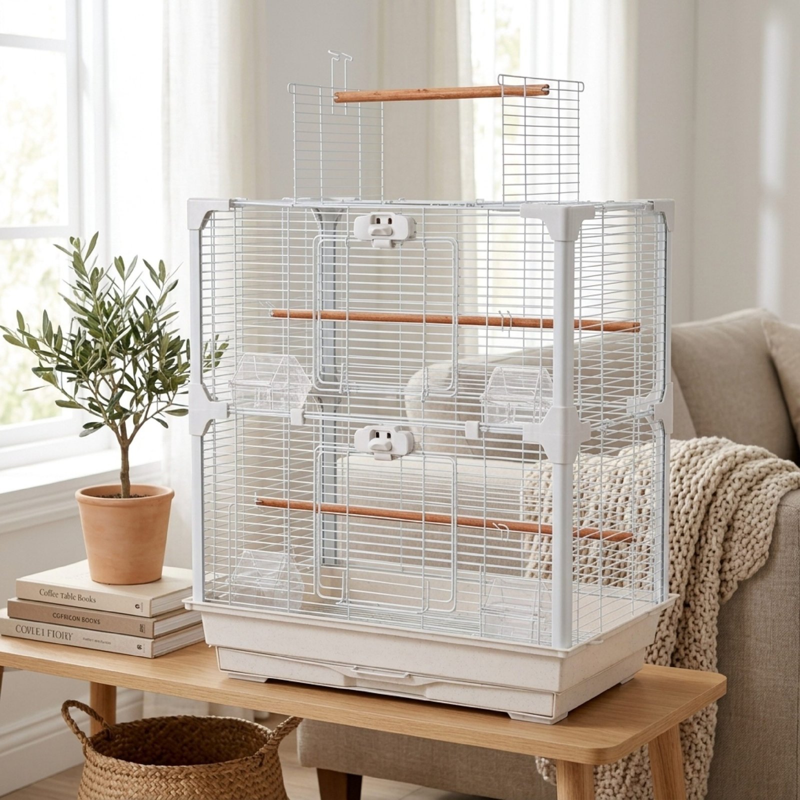 High Perch Tall Top-Opening Bird Cage with Twin Perches | Little Friends - Image 4