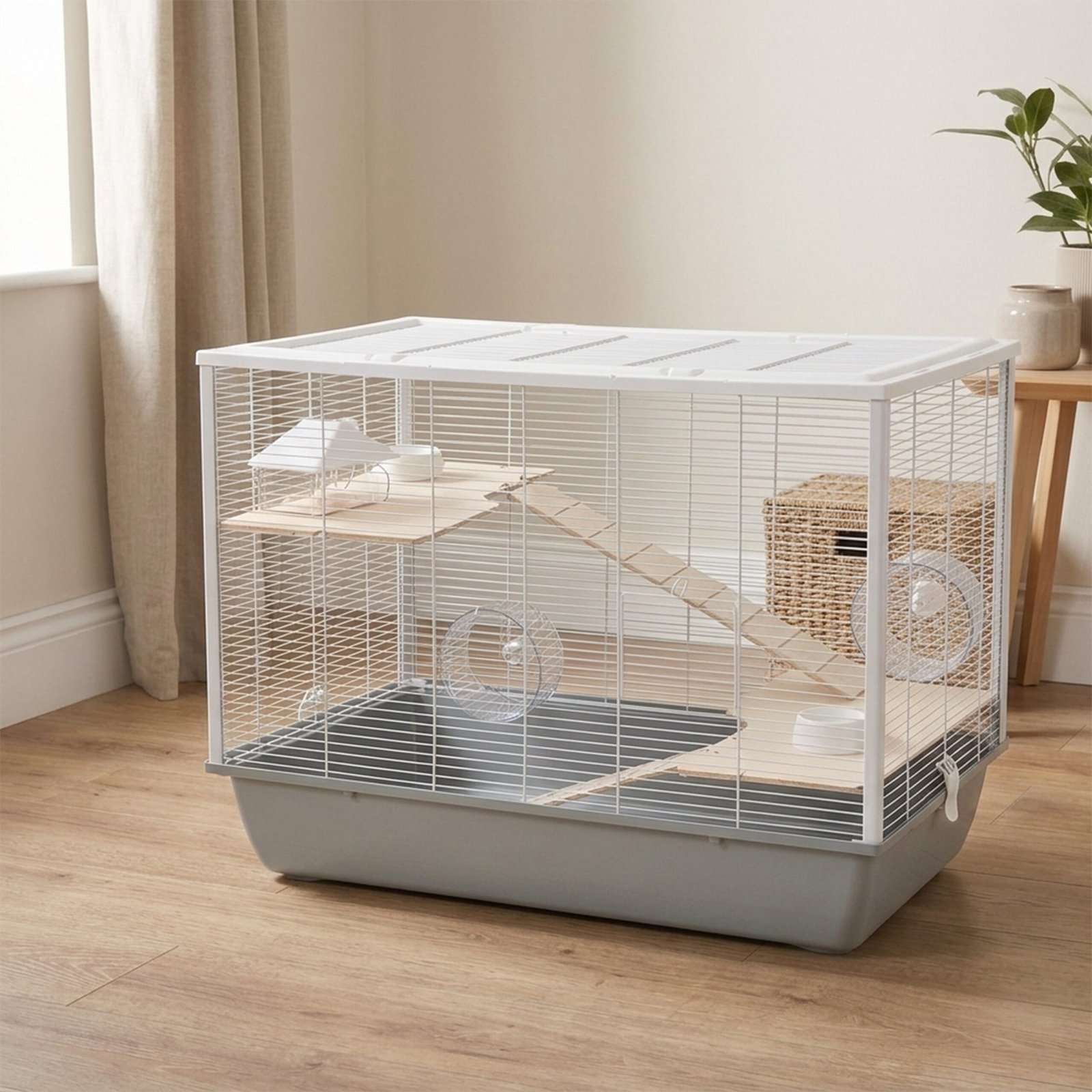 Hamster & Rat Cage Langham 78x48x58cm - Grey/White, 2 Floors | Little Friends - Image 2