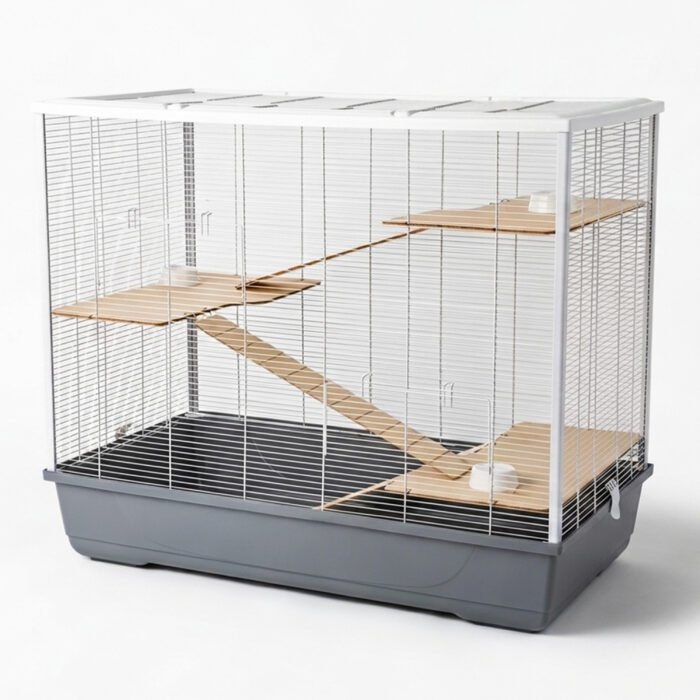 Hamster & Rat Cage 100cm – Plaza XL Multi-Level Grey/White | Little Friends