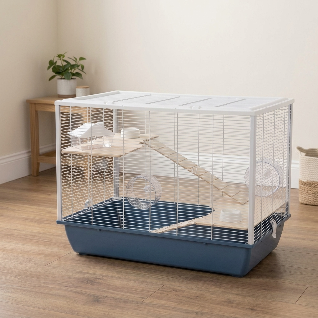 Hamster & Rat Cage Langham 78x48x58cm - Blue/White, 2 Floors | Little Friends - Image 2