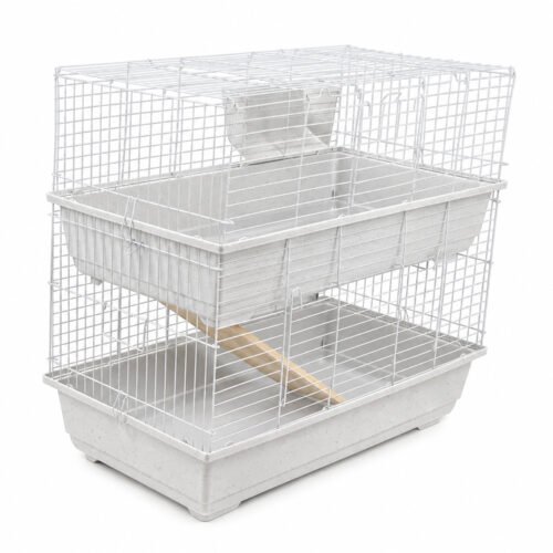 Rabbit & Guinea Pig Cage 120cm - Indoor Double-Tier, White | Little Friends