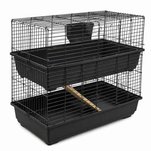 Rabbit & Guinea Pig Cage 120cm - Indoor Double-Tier, Black | Little Friends