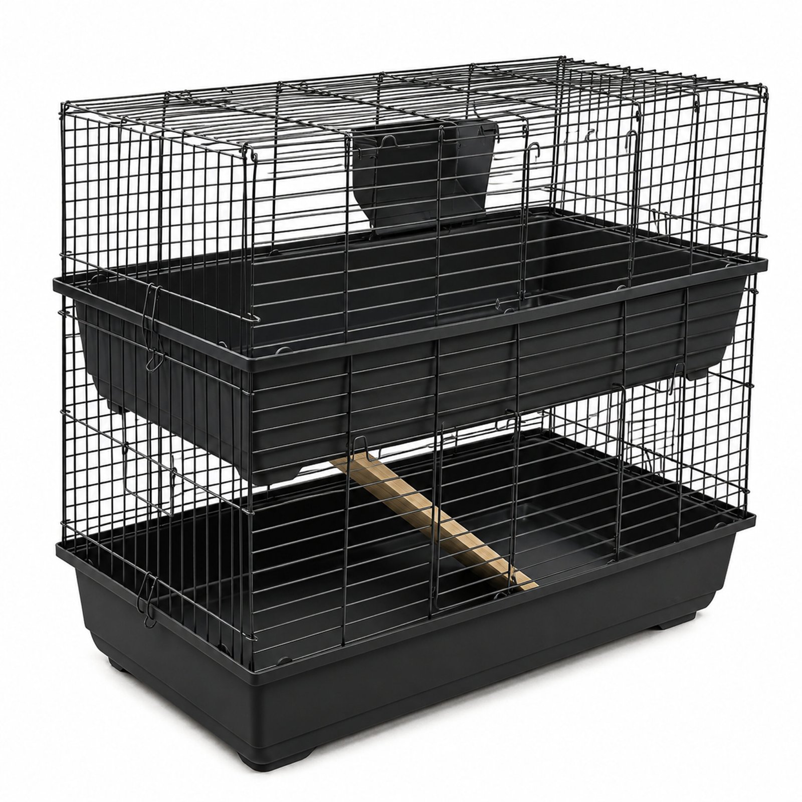 Rabbit & Guinea Pig Cage 120cm - Indoor Double-Tier, Black | Little Friends