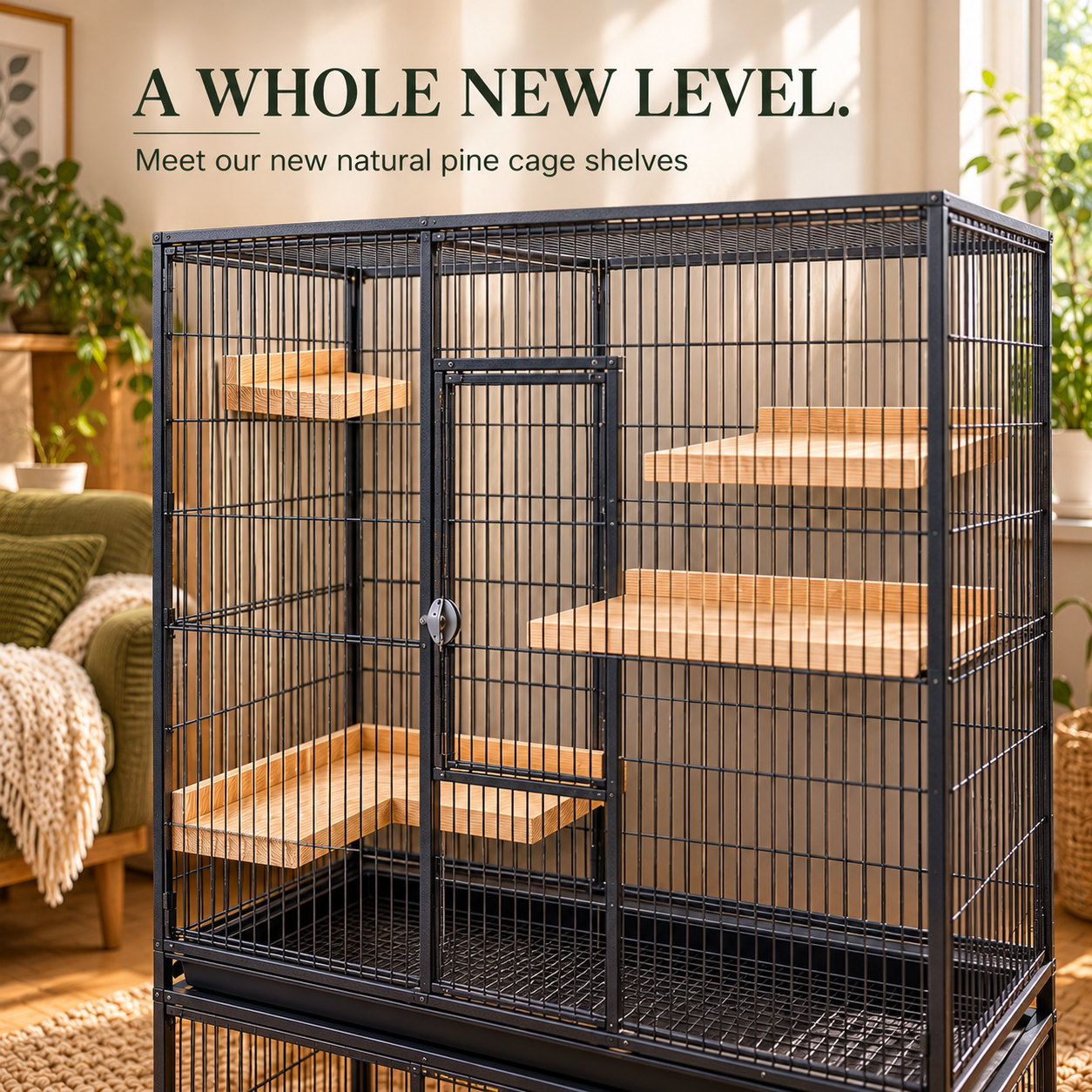Natural Pine Wooden Cage Shelves - Complete 4 Piece Set | Little Friends - Image 2