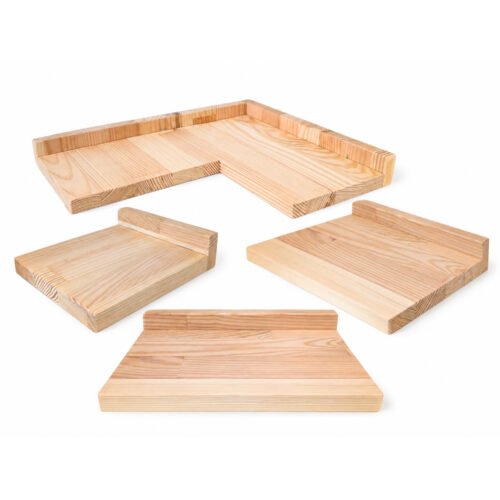 Natural Pine Wooden Cage Shelves - Complete 4 Piece Set | Little Friends